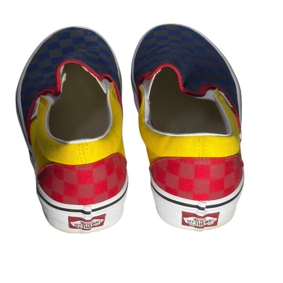 VANS Unisex Otw Rally Checkerboard Slip-On Shoes Red/Yellow/Blue Size M7 W8.5 - Picture 3 of 9
